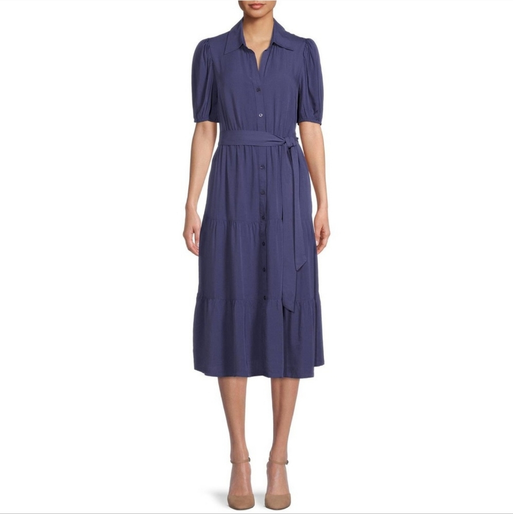 TIME & TRU Tiered Midi Shirt Dress